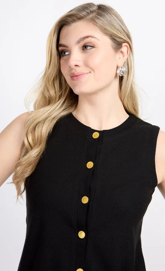 Black Knitted Button Detail Waistcoat