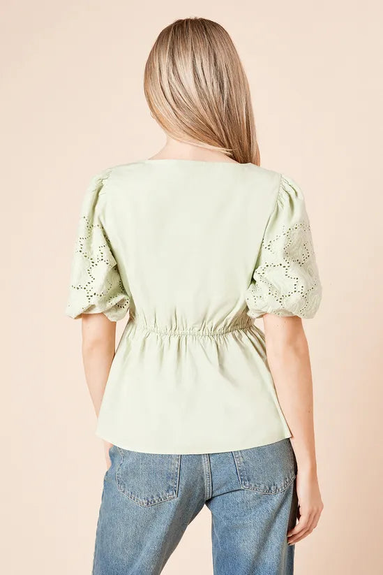 Cutwork Sleeve Poplin Blouse
