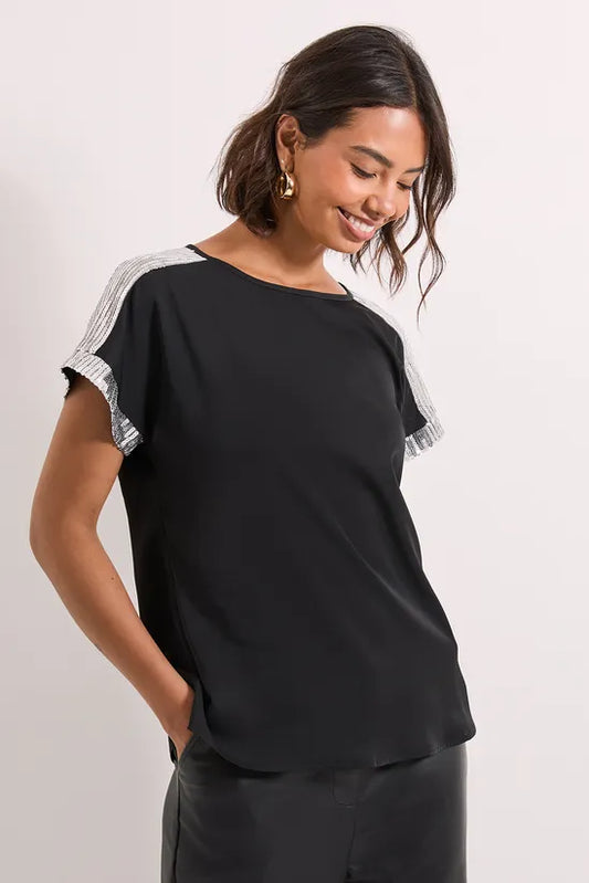 Short Sleeve T-Shirt Sequin Blouse