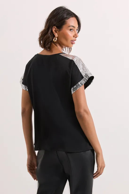 Short Sleeve T-Shirt Sequin Blouse