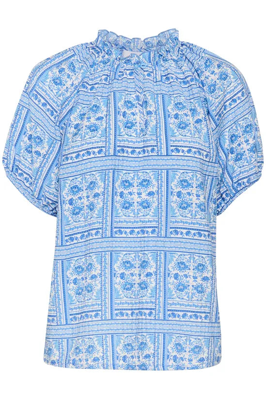 KaisaSZ High Neck Short Sleeve Blouse