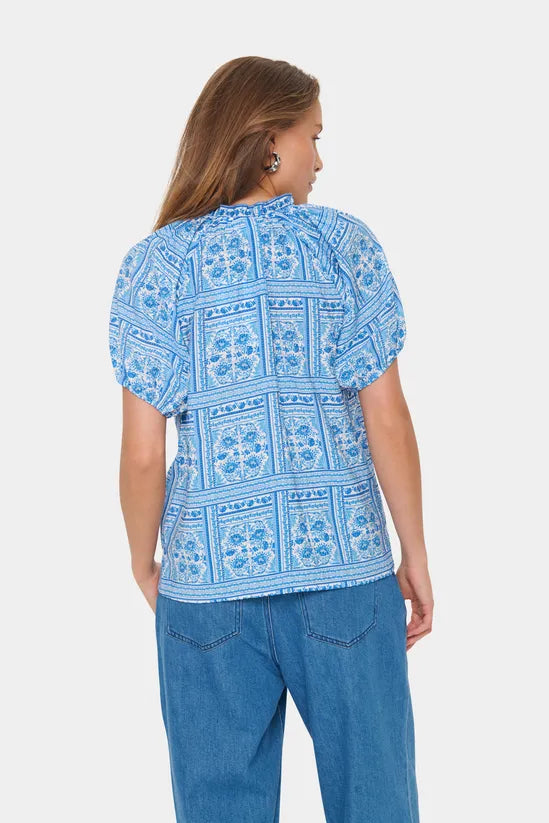 KaisaSZ High Neck Short Sleeve Blouse